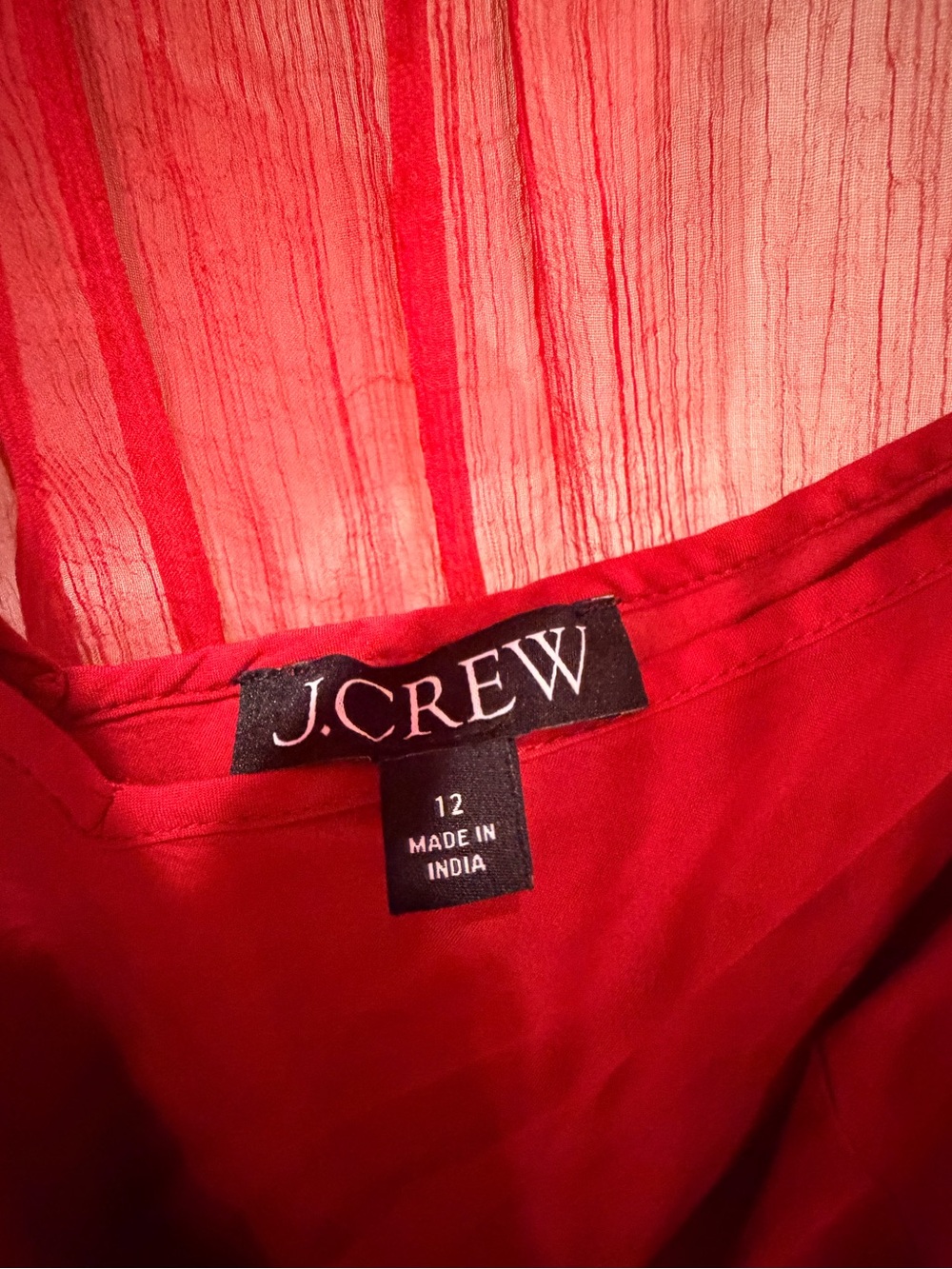 J. Crew Sheer Red Ruffled Button-Front Blouse - Picture 3 of 3